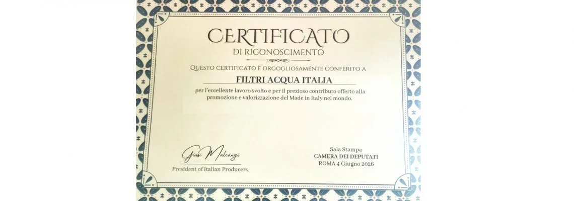 Filtri Acqua Italia premiata alla Camera dei Deputati per la valorizzazione del Made in Italy