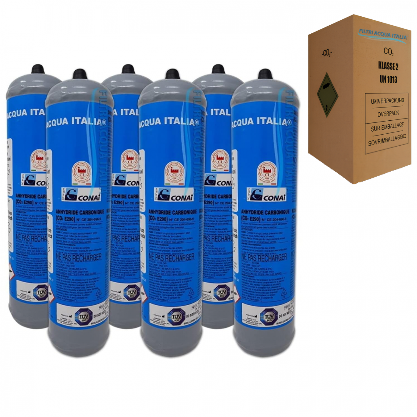 Bombola Co2 600 grammi usa e getta attacco 11 mm Set 6 pezzi Bombola Co2 600 grammi usa e getta attacco 11 mm Set 6 pezzi