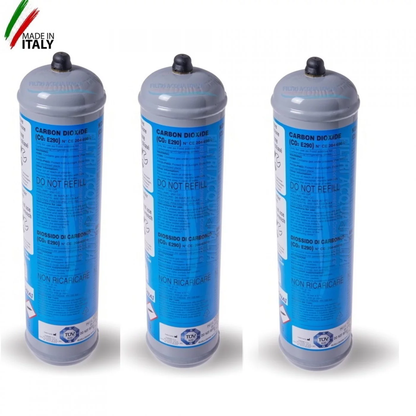 Bombola Co2 600 grammi usa e getta attacco 11 mm Set 3 Pezzi Bombola Co2 600 grammi usa e getta attacco 11 mm Set 3 Pezzi
