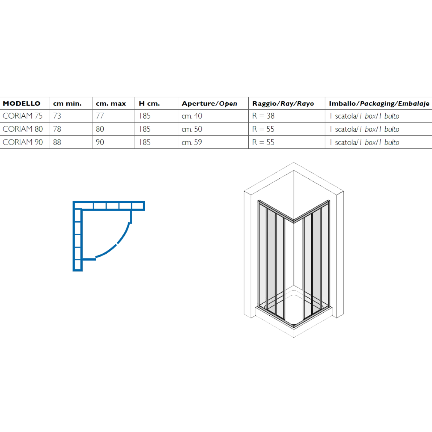 BOX DOCCIA CIRCOLARE SCORREVOLE CORIAM BOX DOCCIA CIRCOLARE SCORREVOLE CORIAM