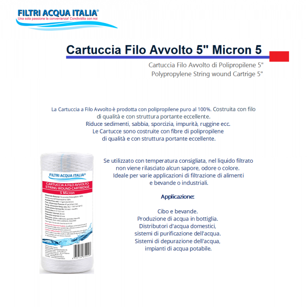 CARTUCCIA A FILO AVVOLTO 5" micron 5 CARTUCCIA A FILO AVVOLTO 5" micron 5