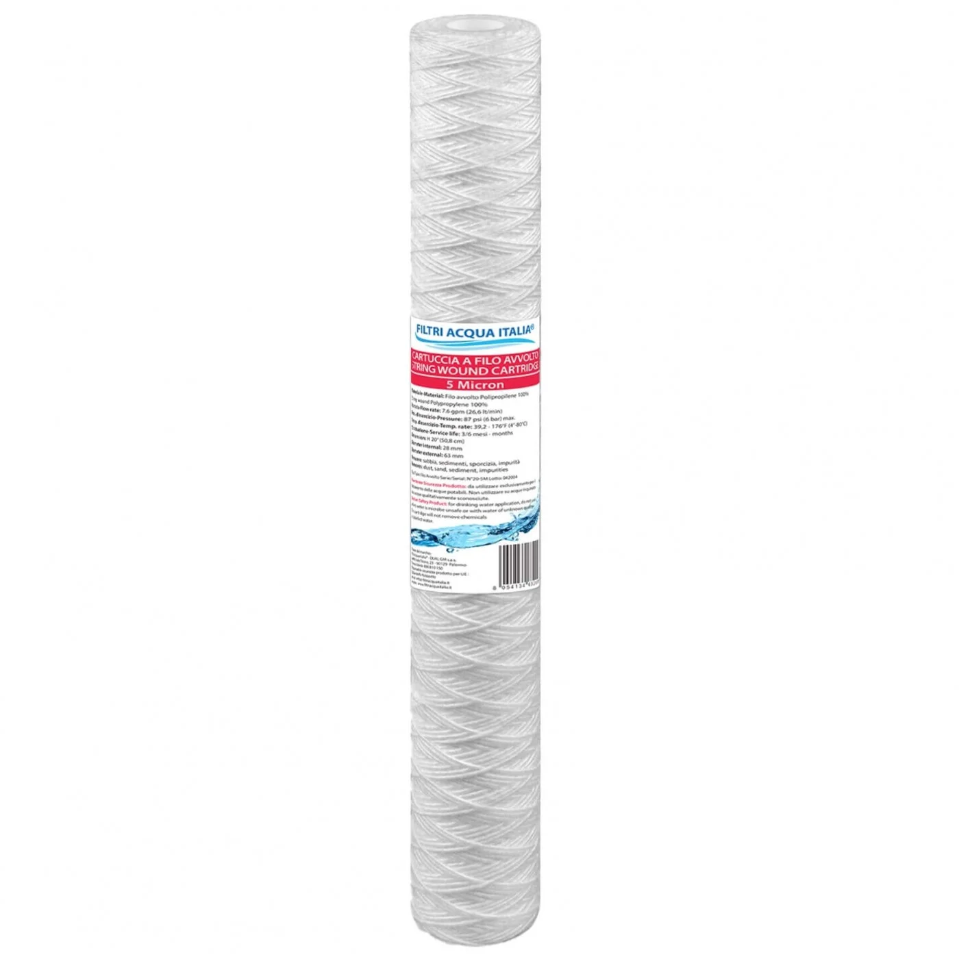 CARTUCCIA A FILO AVVOLTO DI POLIPROPILENE SEDIMENTI 20" micron 5