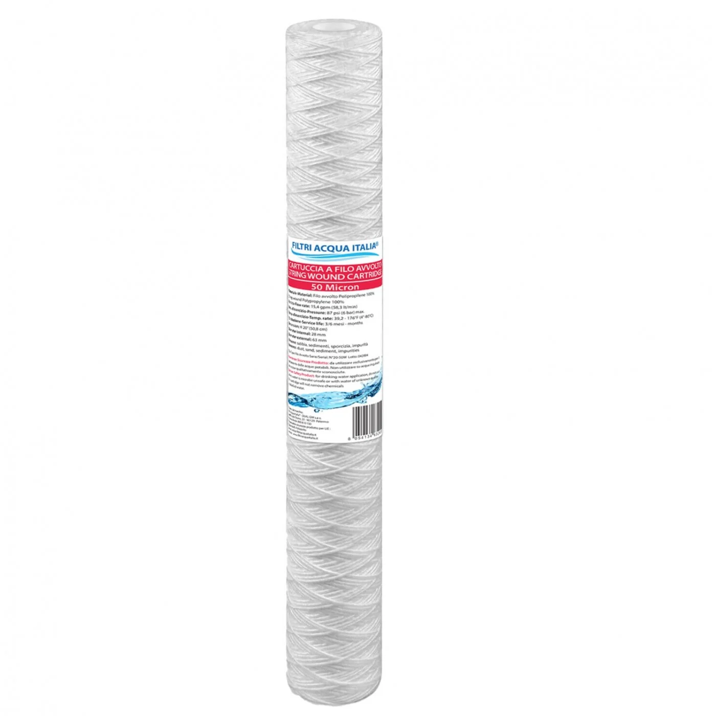 CARTUCCIA A FILO AVVOLTO DI POLIPROPILENE 20" Micron 50 CARTUCCIA A FILO AVVOLTO DI POLIPROPILENE 20" Micron 50