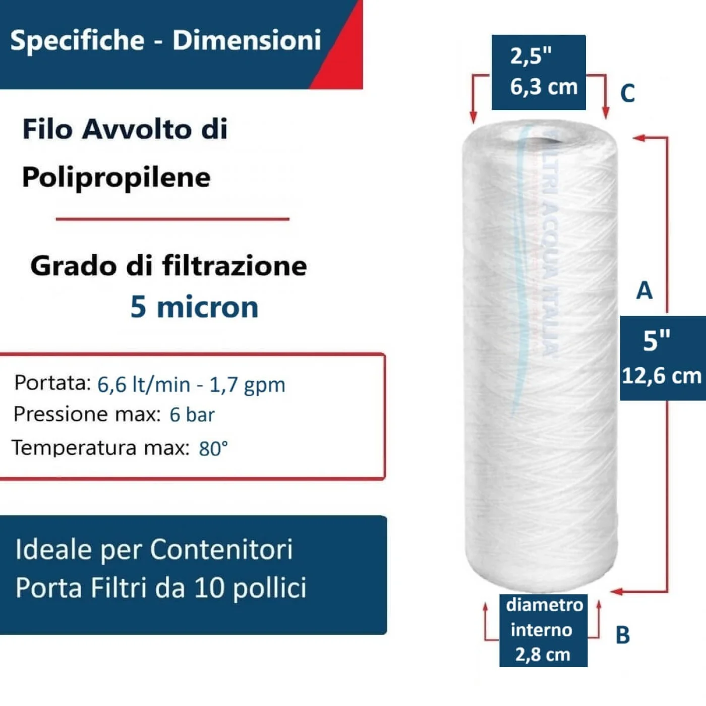CARTUCCIA A FILO AVVOLTO 5" micron 5 CARTUCCIA A FILO AVVOLTO 5" micron 5