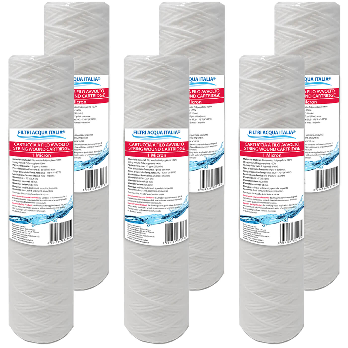 CARTUCCIA FILO AVVOLTO 10' micron 1 Set 6 Pezzi CARTUCCIA FILO AVVOLTO 10' micron 1 Set 6 Pezzi