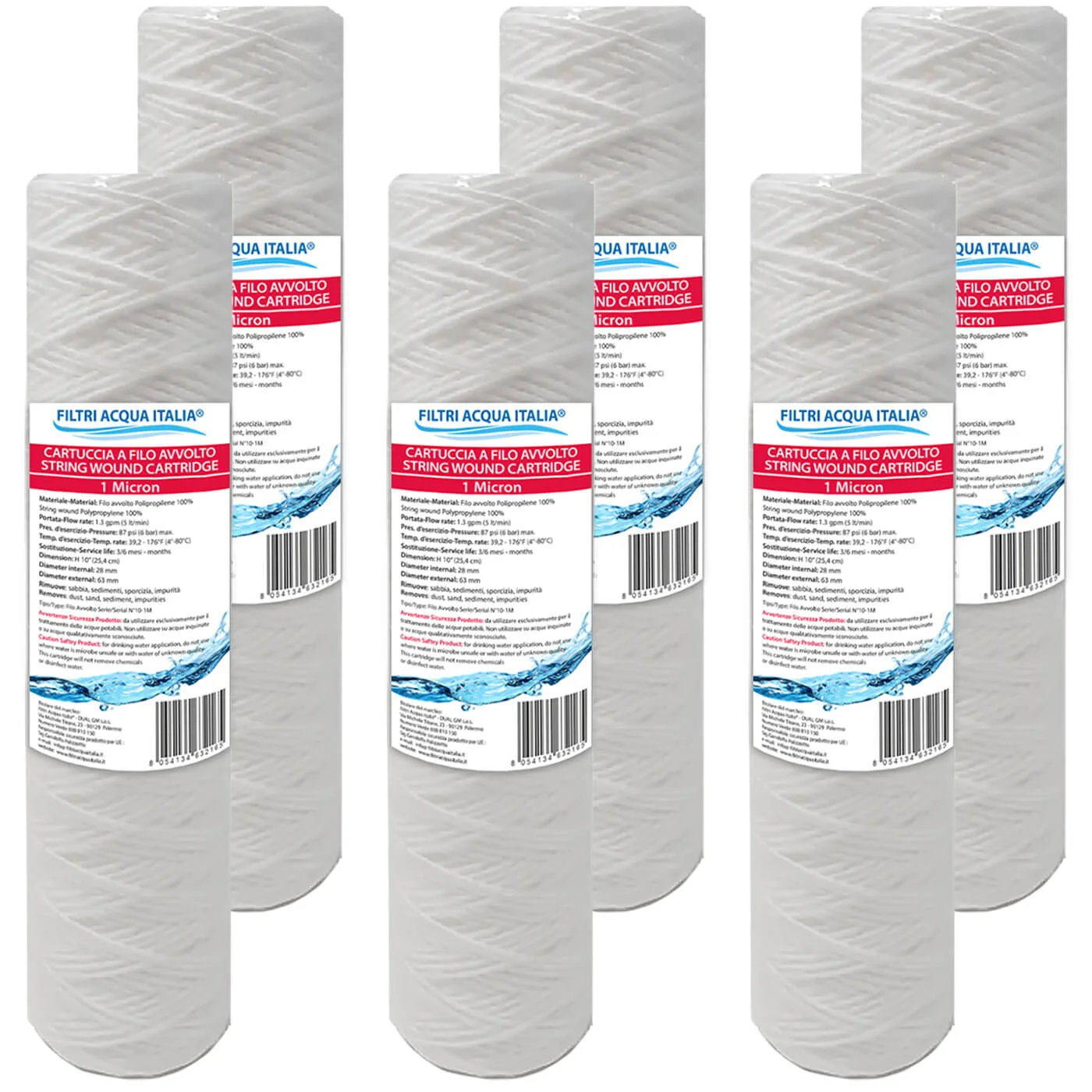 CARTUCCIA FILO AVVOLTO 10' micron 1 Set 6 Pezzi
