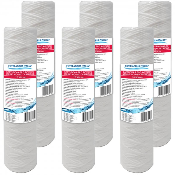 CARTUCCIA FILO AVVOLTO 10 Pollici micron 10 Set 6 Pezzi