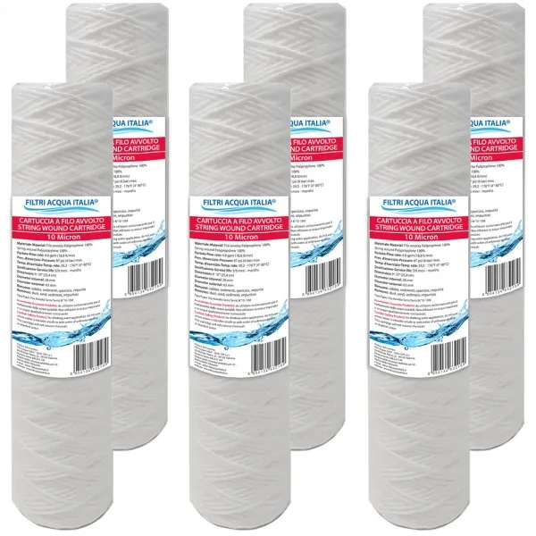 CARTUCCIA FILO AVVOLTO 10 Pollici micron 10 Set 6 Pezzi
