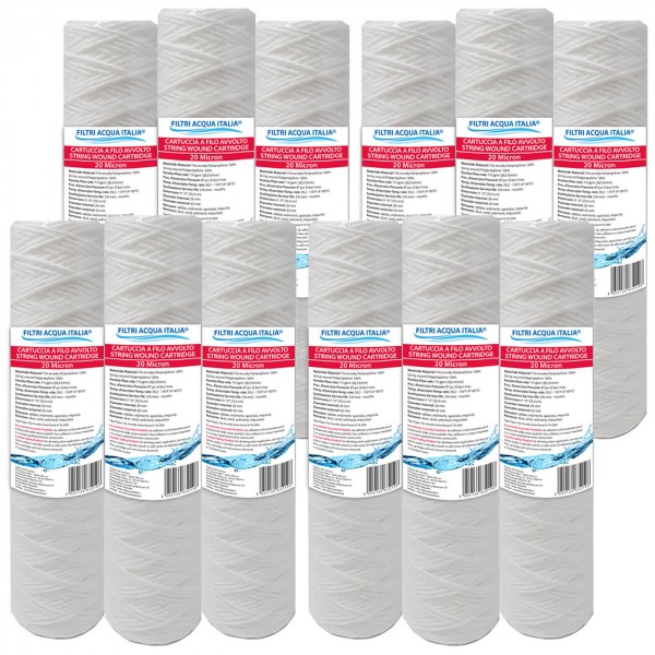 CARTUCCIA A FILO AVVOLTO 10 Poliici micron 20 Set 12 Pezzi