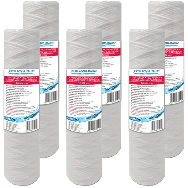 CARTUCCIA A FILO AVVOLTO 10 Poliici micron 20 Set 6 Pezzi