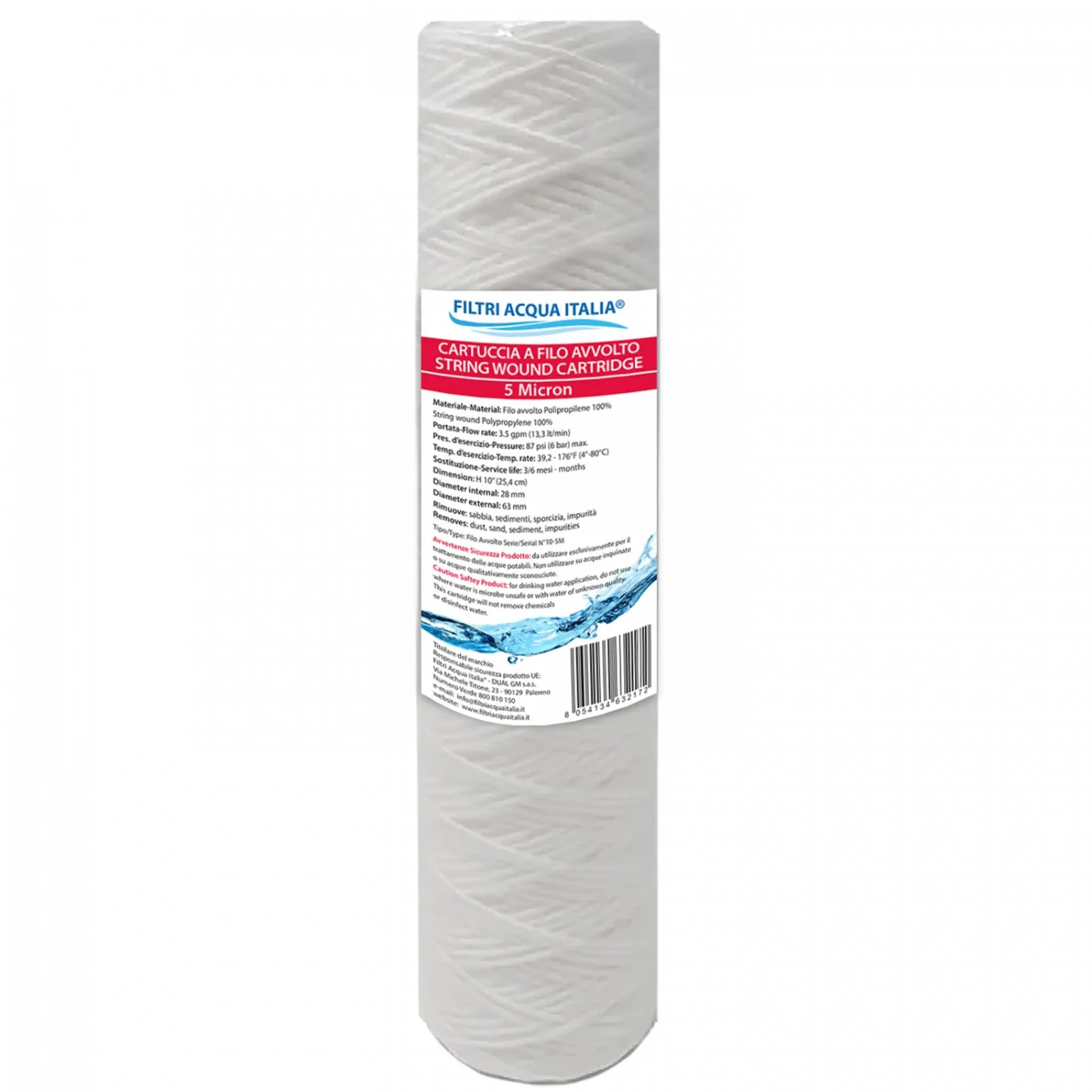 CARTUCCIA A FILO AVVOLTO DI POLIPROPILENE SEDIMENTI 10" micron 1 CARTUCCIA A FILO AVVOLTO DI POLIPROPILENE SEDIMENTI 10" micron 1