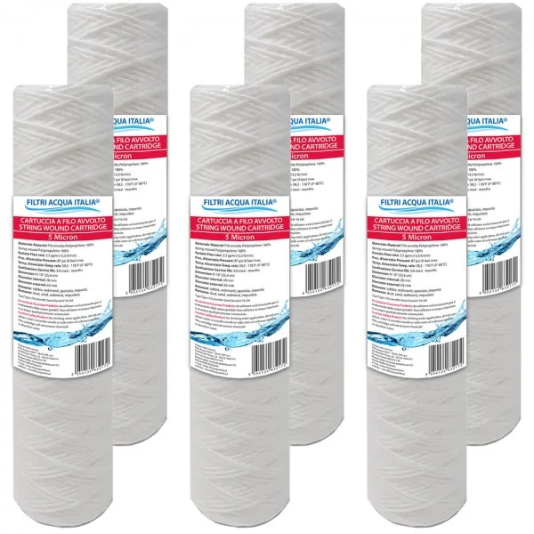 Cartucce Filtranti Filo Avvolto 10' Pollici micron 5 Set 6 Pezzi