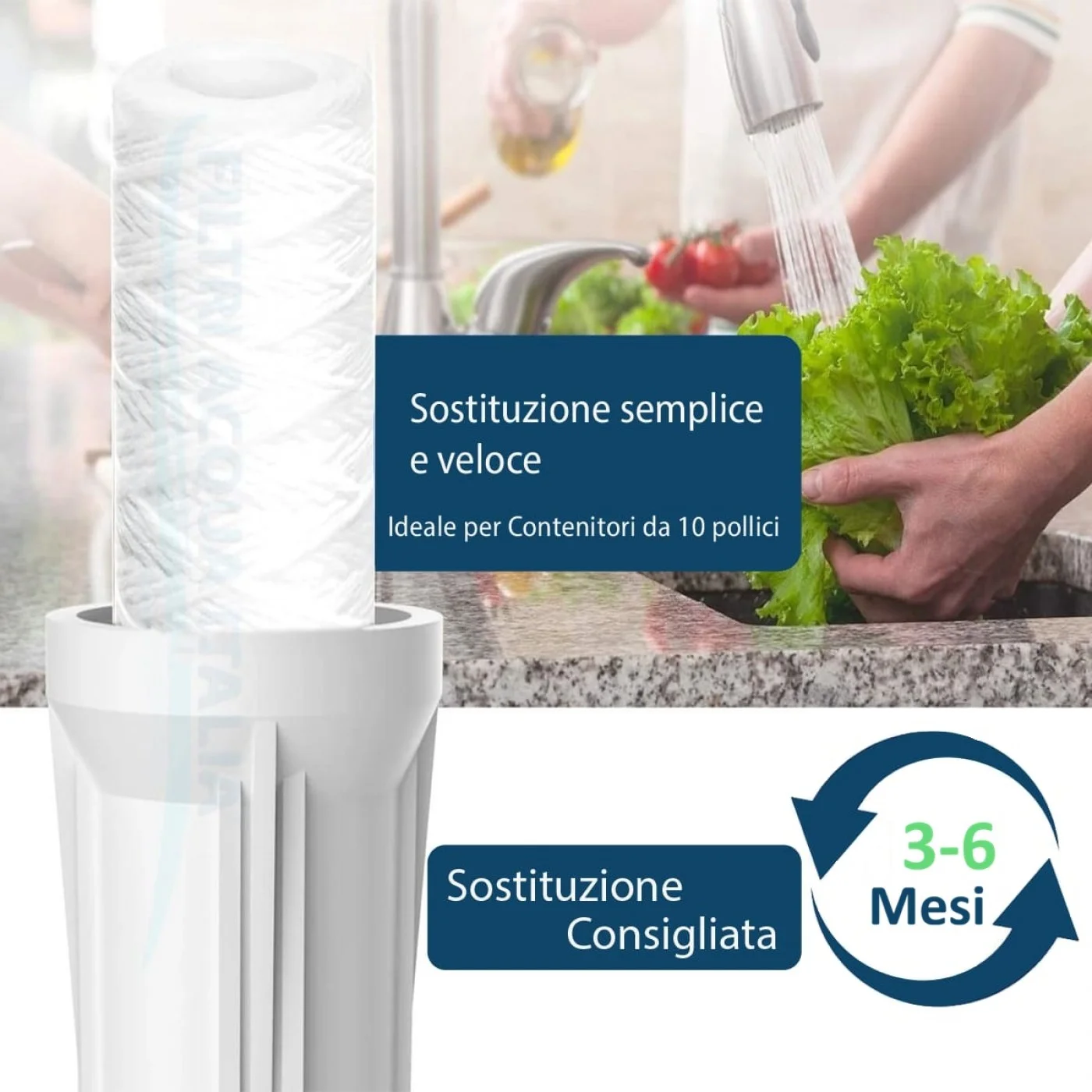 Cartucce Filtranti Filo Avvolto 10' Pollici micron 5 Set 6 Pezzi Cartucce Filtranti Filo Avvolto 10' Pollici micron 5 Set 6 Pezzi