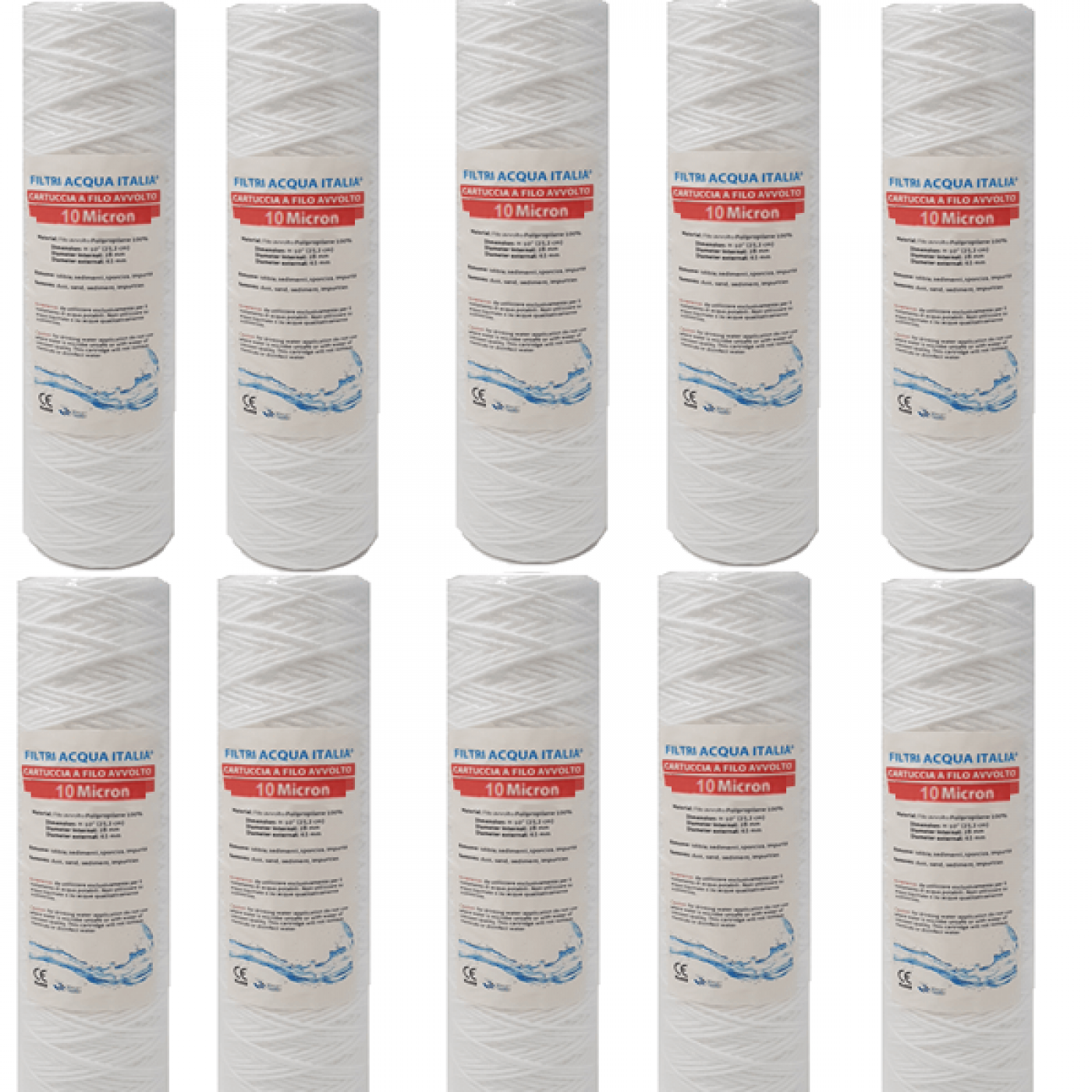 CARTUCCE A FILO AVVOLTO 10 Pollici micron 10 Set 10 Pezzi CARTUCCE A FILO AVVOLTO 10 Pollici micron 10 Set 10 Pezzi