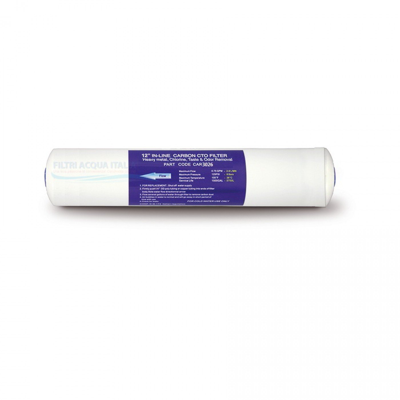 FILTRO IN LINE CAR3026 CARBONE 12 Pollici Attacco 1/4 FPT FILTRO IN LINE CAR3026 CARBONE 12 Pollici Attacco 1/4 FPT