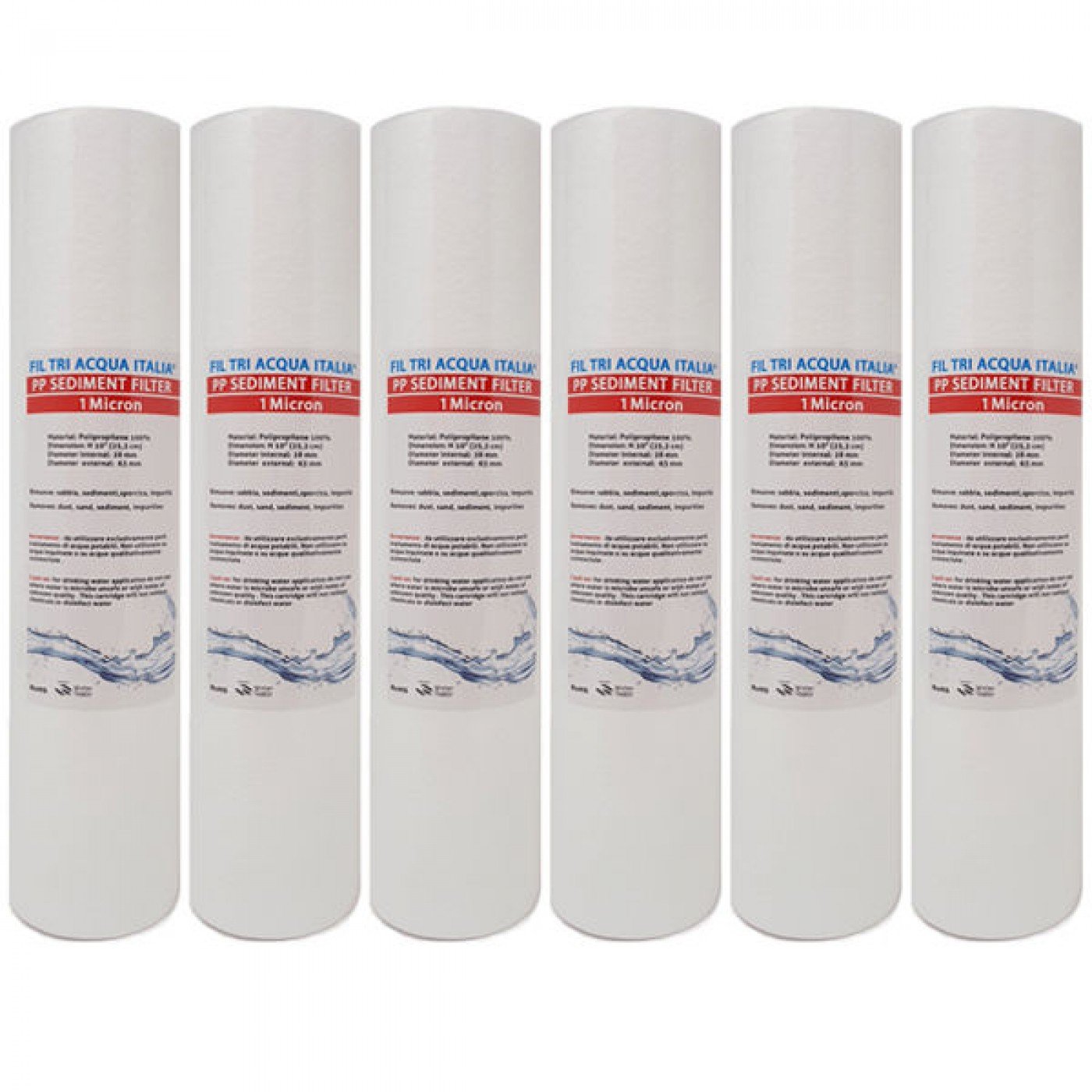 CARTUCCIA SEDIMENTI 10" micron 1 Polipropilene Set 6 Pezzi CARTUCCIA SEDIMENTI 10" micron 1 Polipropilene Set 6 Pezzi