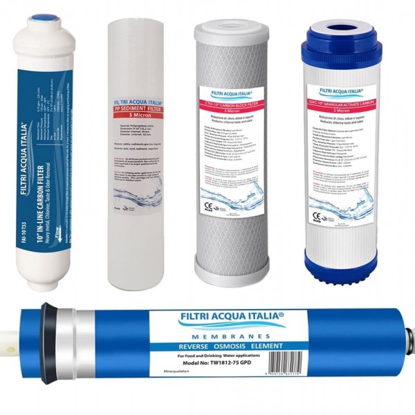 Filtri depuratore osmosi inversa 4 Stadi con Membrana 75 gpd    Filtri depuratore osmosi inversa 4 Stadi con Membrana 75 gpd