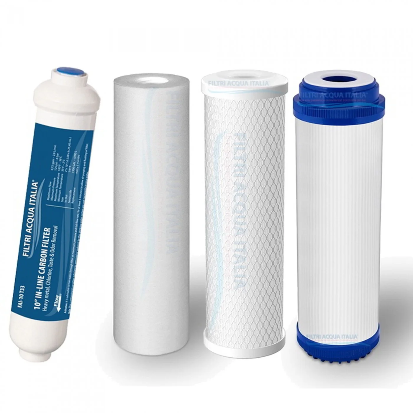 Kit Filtri Osmosi Inversa 10 Pollici: Ricambi per Depuratori Acqua Set 4 Pz Kit Filtri Osmosi Inversa 10 Pollici: Ricambi per Depuratori Acqua Set 4 Pz