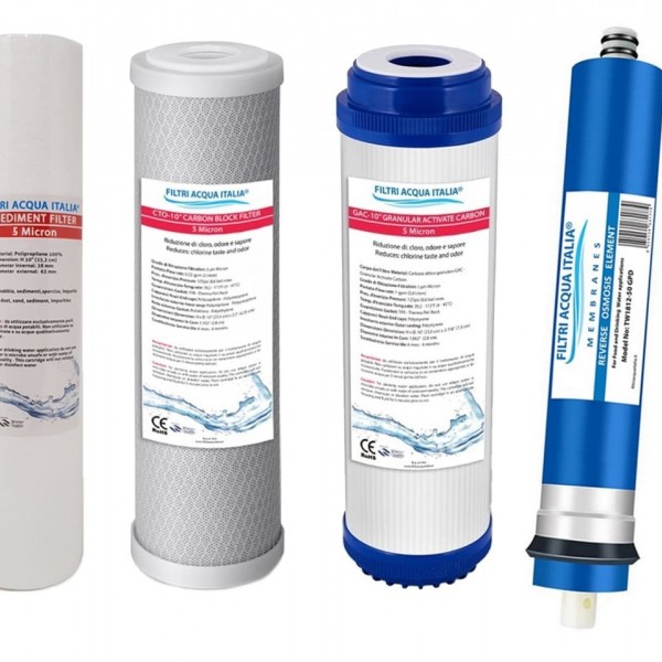 Kit Filtri Acqua Osmosi 3 Stadi con Membrana 50 GPD Kit Filtri Acqua Osmosi 3 Stadi con Membrana 50 GPD
