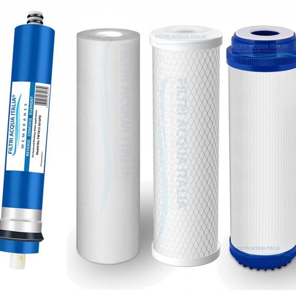 Kit Filtri Acqua Osmosi 3 Stadi con Membrana 50 GPD Kit Filtri Acqua Osmosi 3 Stadi con Membrana 50 GPD