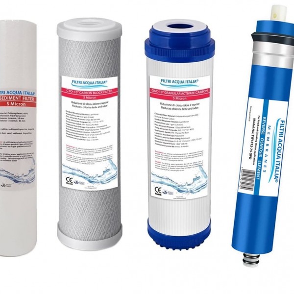 Kit Filtri Acqua Osmosi 3 Stadi con Membrana 75 GPD Kit Filtri Acqua Osmosi 3 Stadi con Membrana 75 GPD