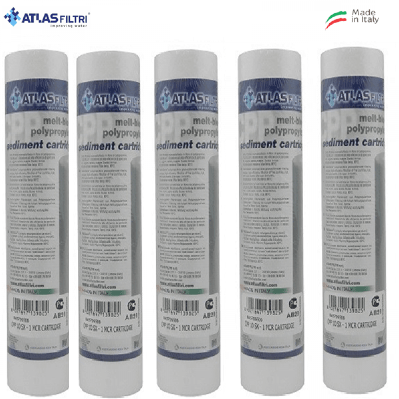 CARTUCCIA SEDIMENTI ATLAS POLIPROPILENE 10" micron 1 SET 5 PEZZI CARTUCCIA SEDIMENTI ATLAS POLIPROPILENE 10" micron 1 SET 5 PEZZI