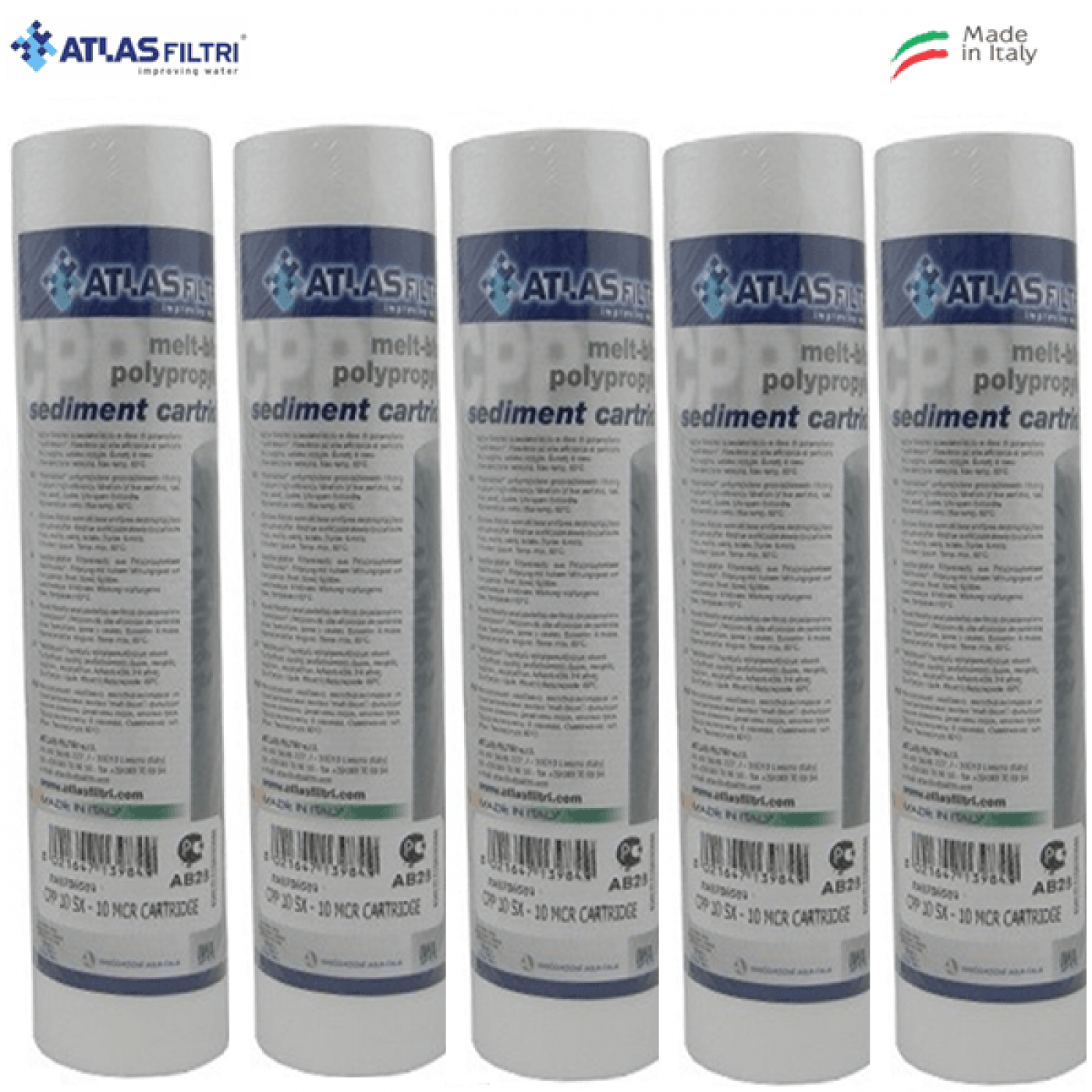 FILTRO ATLAS 10" micron 10 POLIPROPILENE SET 5 PEZZI FILTRO ATLAS 10" micron 10 POLIPROPILENE SET 5 PEZZI