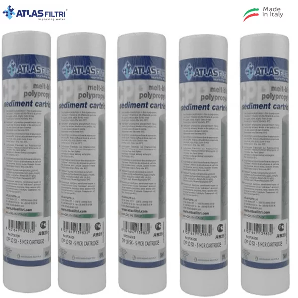 CARTUCCIA ACQUA ATLAS SEDIMENTI POLIPROPILENE 10" micron 5 SET 5 PEZZI