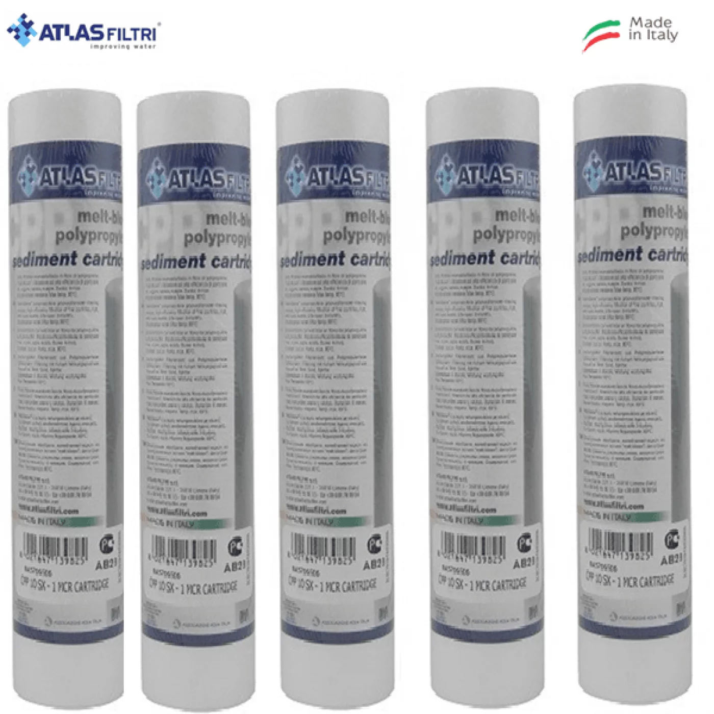 CARTUCCIA SEDIMENTI ATLAS POLIPROPILENE 10" micron 1 SET 5 PEZZI CARTUCCIA SEDIMENTI ATLAS POLIPROPILENE 10" micron 1 SET 5 PEZZI