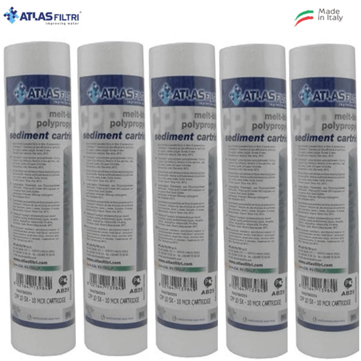 FILTRO ATLAS 10" micron 10 POLIPROPILENE SET 5 PEZZI FILTRO ATLAS 10" micron 10 POLIPROPILENE SET 5 PEZZI