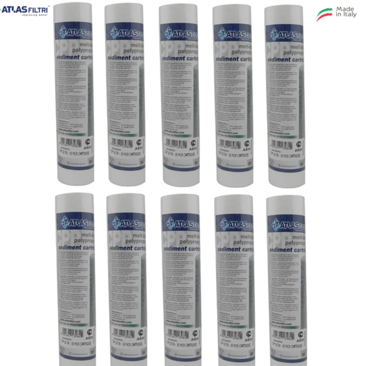 FILTRO ATLAS 10 Pollici micron 10 POLIPROPILENE SET 10 PEZZI FILTRO ATLAS 10 Pollici micron 10 POLIPROPILENE SET 10 PEZZI