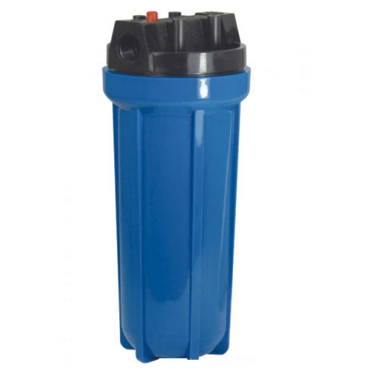 Contenitore Porta Filtro Acqua 10" Vuoto, Testa E Ghiera In Polipropilene Con Inserti Ottone, Attacchi 3/4" FF, Per Cartucce A Fiocco, Carbone, Polifosfati, Azzurro