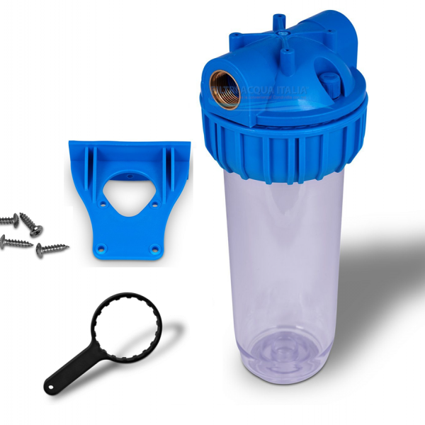 CONTENITORE TRASPARENTE 10" ATTACCO 3/4" CON STAFFA E CHIAVE PER FILTRO ACQUA CONTENITORE TRASPARENTE 10" ATTACCO 3/4" CON STAFFA E CHIAVE PER FILTRO ACQUA