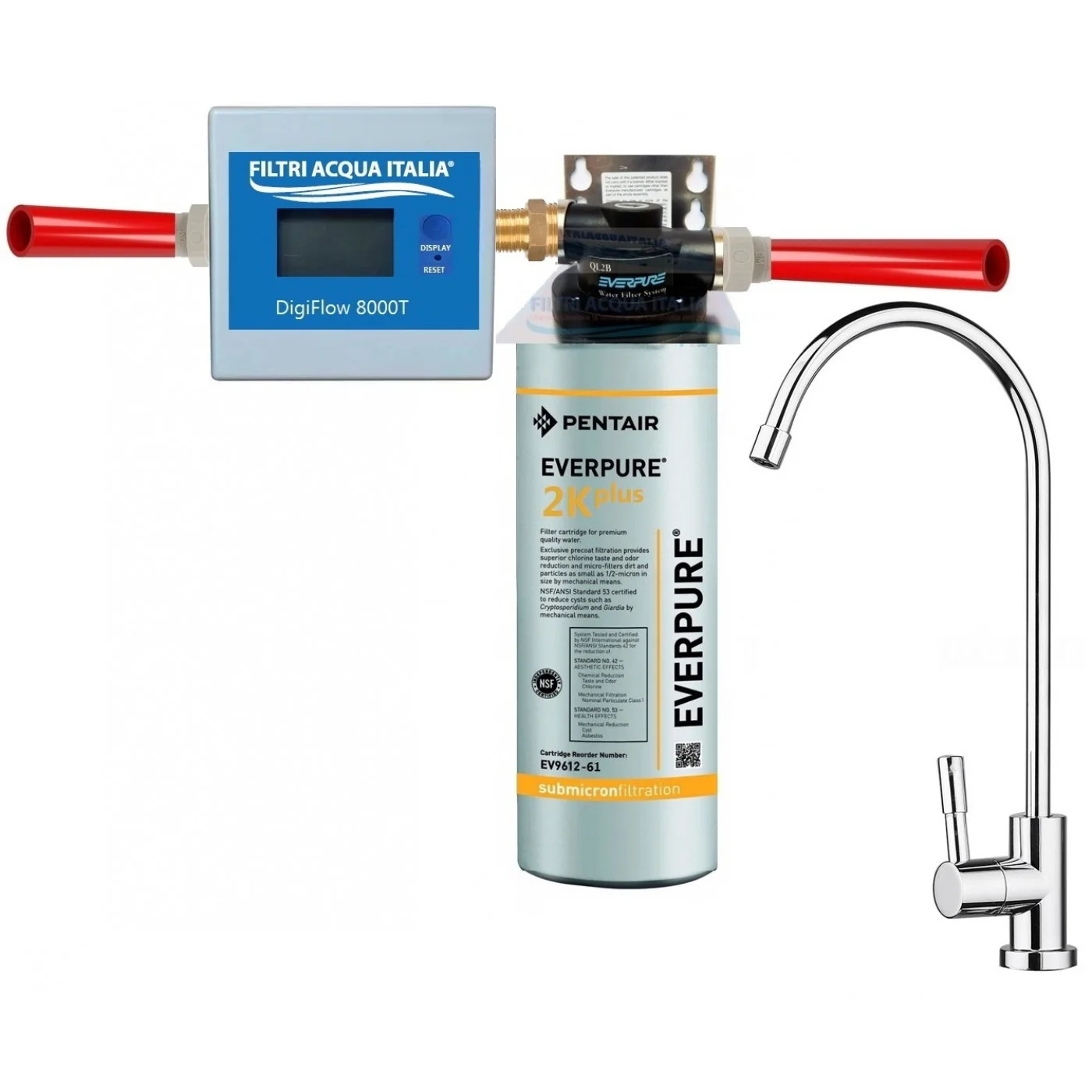 MICROFILTRAZIONE ACQUA EVERPURE KIT 2K PLUS TESTA QL2B CONTALITRI E RUBINETTO MICROFILTRAZIONE ACQUA EVERPURE KIT 2K PLUS TESTA QL2B CONTALITRI E RUBINETTO