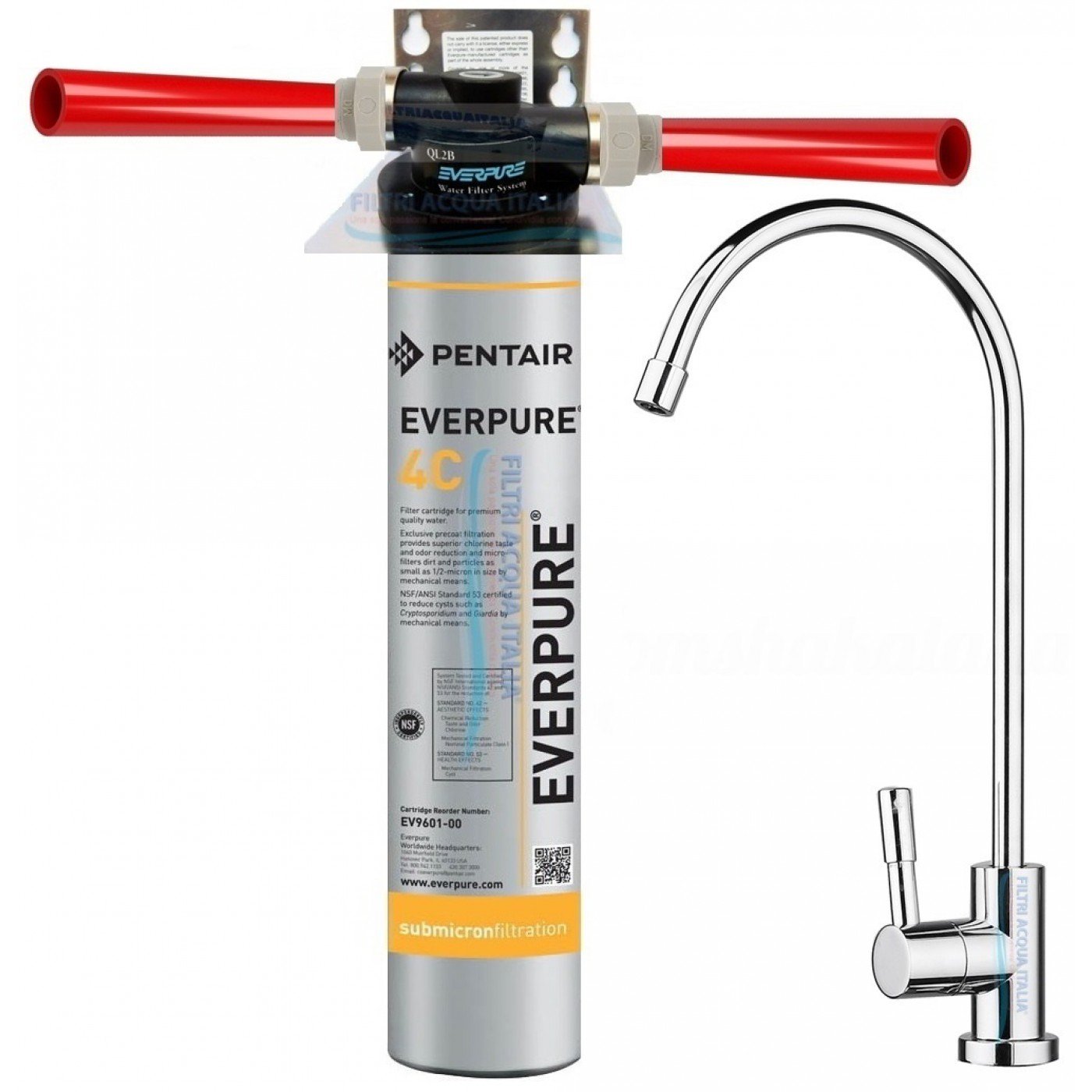 EVERPURE 4C KIT CON FILTRO EVERPURE TESTA QL2B E RUBINETTO EVERPURE 4C KIT CON FILTRO EVERPURE TESTA QL2B E RUBINETTO