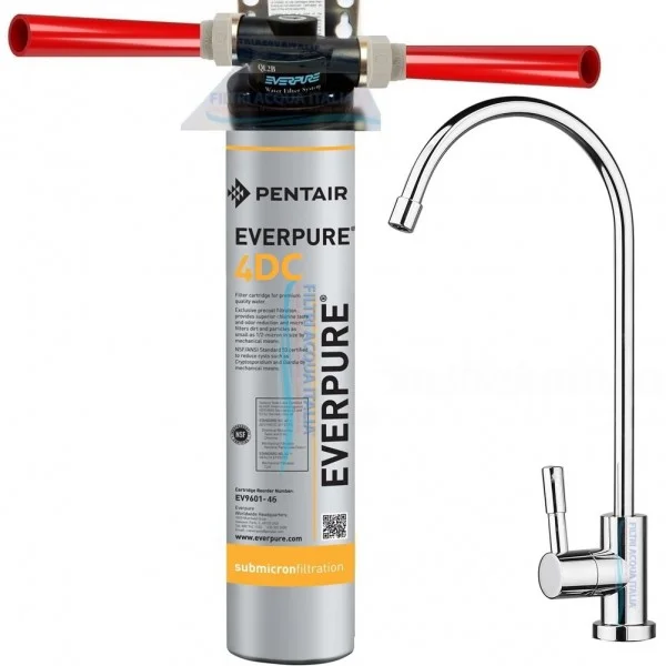 MICROFILTRAZIONE ACQUA EVERPURE KIT 4DC CON TESTA QL2B E RUBINETTO