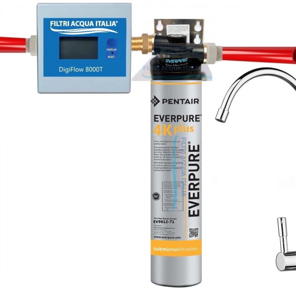 MICROFILTRAZIONE ACQUA EVERPURE KIT 4K PLUS  CON CONTALITRI E RUBINETTO MICROFILTRAZIONE ACQUA EVERPURE KIT 4K PLUS  CON CONTALITRI E RUBINETTO