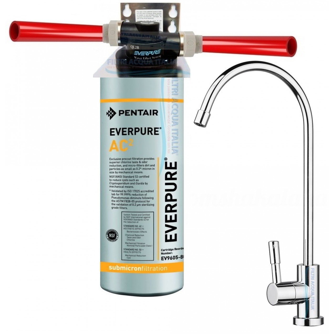 EVERPURE AC2 KIT MICROFILTRAZIONE CON TESTA QL2B E RUBINETTO EVERPURE AC2 KIT MICROFILTRAZIONE CON TESTA QL2B E RUBINETTO