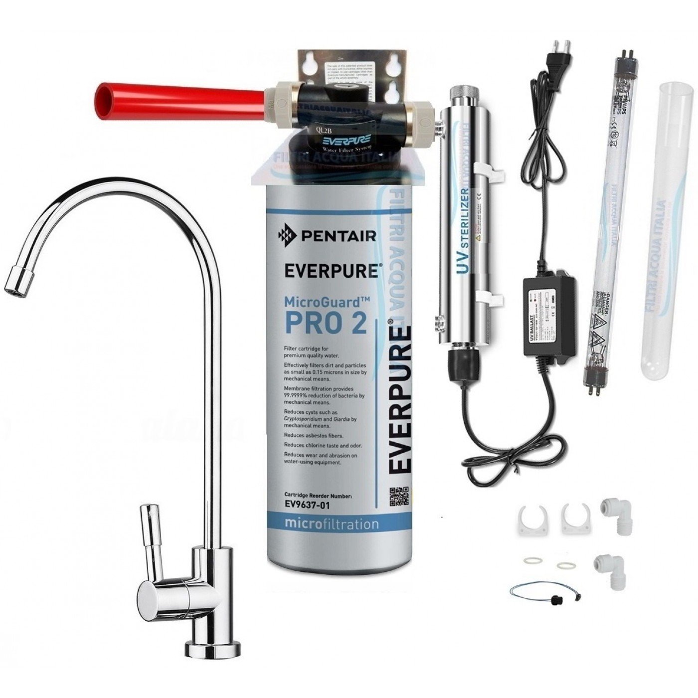 EVERPURE KIT PRO2 CON STERILIZZATORE UV CONTALITRI E RUBINETTO EVERPURE KIT PRO2 CON STERILIZZATORE UV CONTALITRI E RUBINETTO