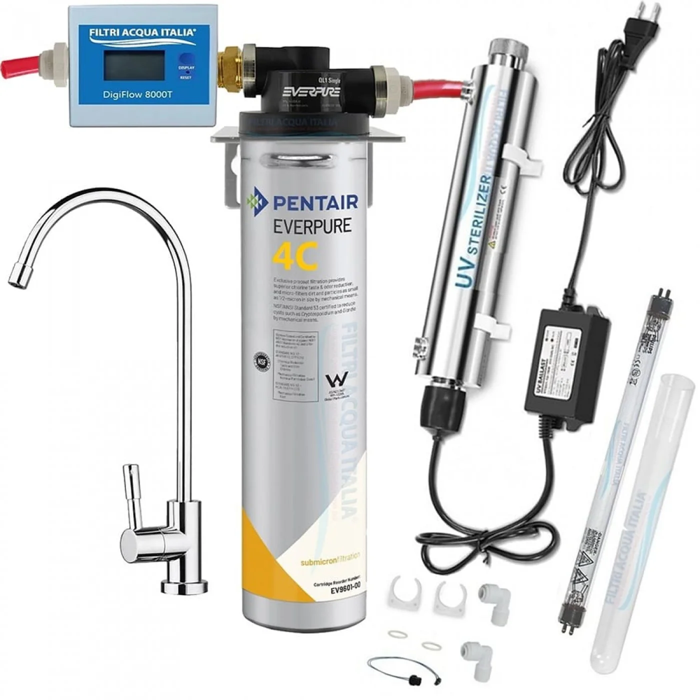 EVERPURE KIT 4C CON STERILIZZATORE UV CONTALITRI E RUBINETTO EVERPURE KIT 4C CON STERILIZZATORE UV CONTALITRI E RUBINETTO