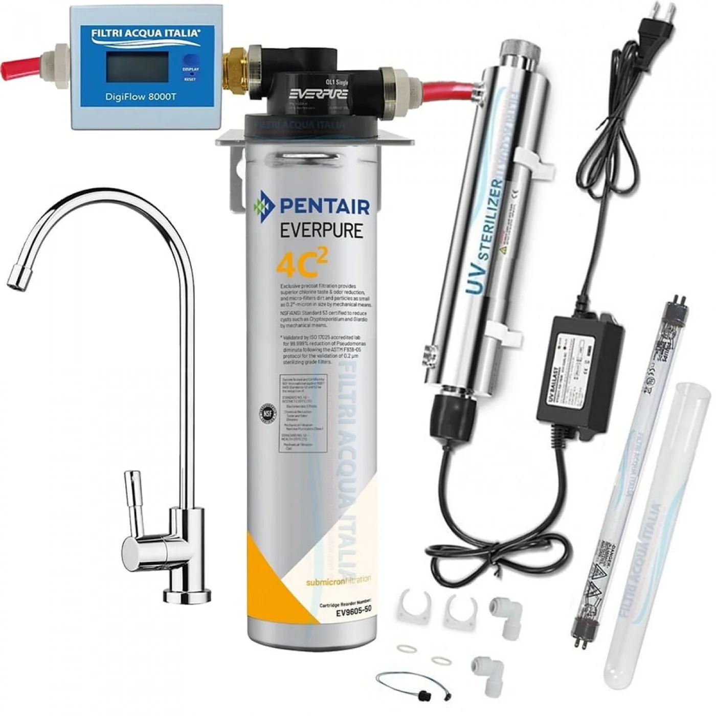 EVERPURE KIT 4C2 CON STERILIZZATORE UV TESTA QL1 CONTALITRI DIGITALE E RUBINETTO EVERPURE KIT 4C2 CON STERILIZZATORE UV TESTA QL1 CONTALITRI DIGITALE E RUBINETTO