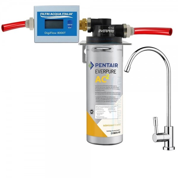 DEPURATORE ACQUA EVERPURE AC2 CON TESTA QL1 CONTALITRI e RUBINETTO DEPURATORE ACQUA EVERPURE AC2 CON TESTA QL1 CONTALITRI e RUBINETTO