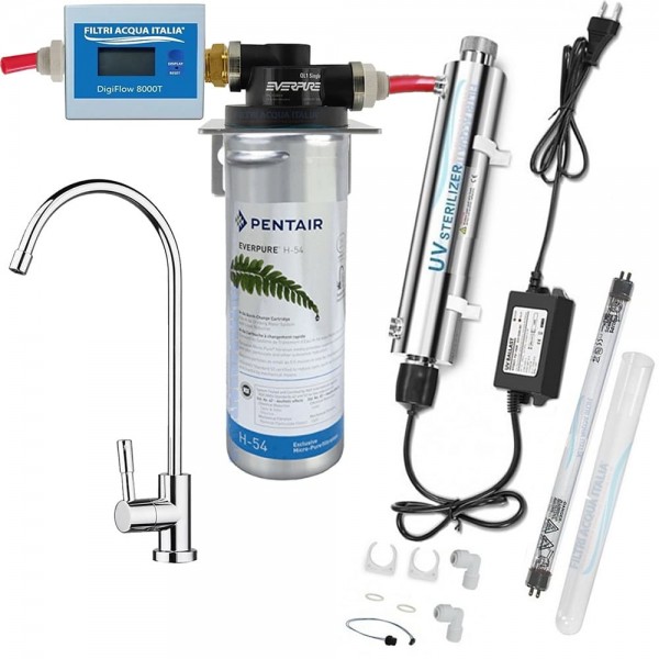 KIT EVERPURE H54 CON STERILIZZATORE UV CONTALITRI E RUBINETTO KIT EVERPURE H54 CON STERILIZZATORE UV CONTALITRI E RUBINETTO