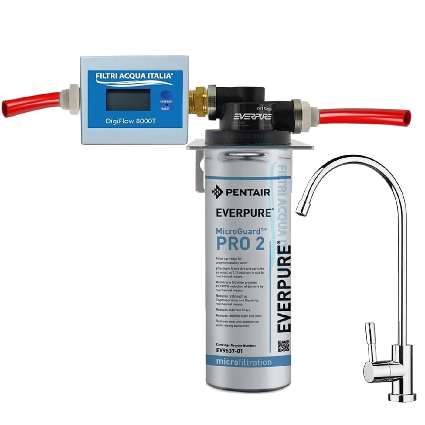 EVERPURE KIT PRO2 CON CONTALITRI TESTA QL1 E RUBINETTO EVERPURE KIT PRO2 CON CONTALITRI TESTA QL1 E RUBINETTO