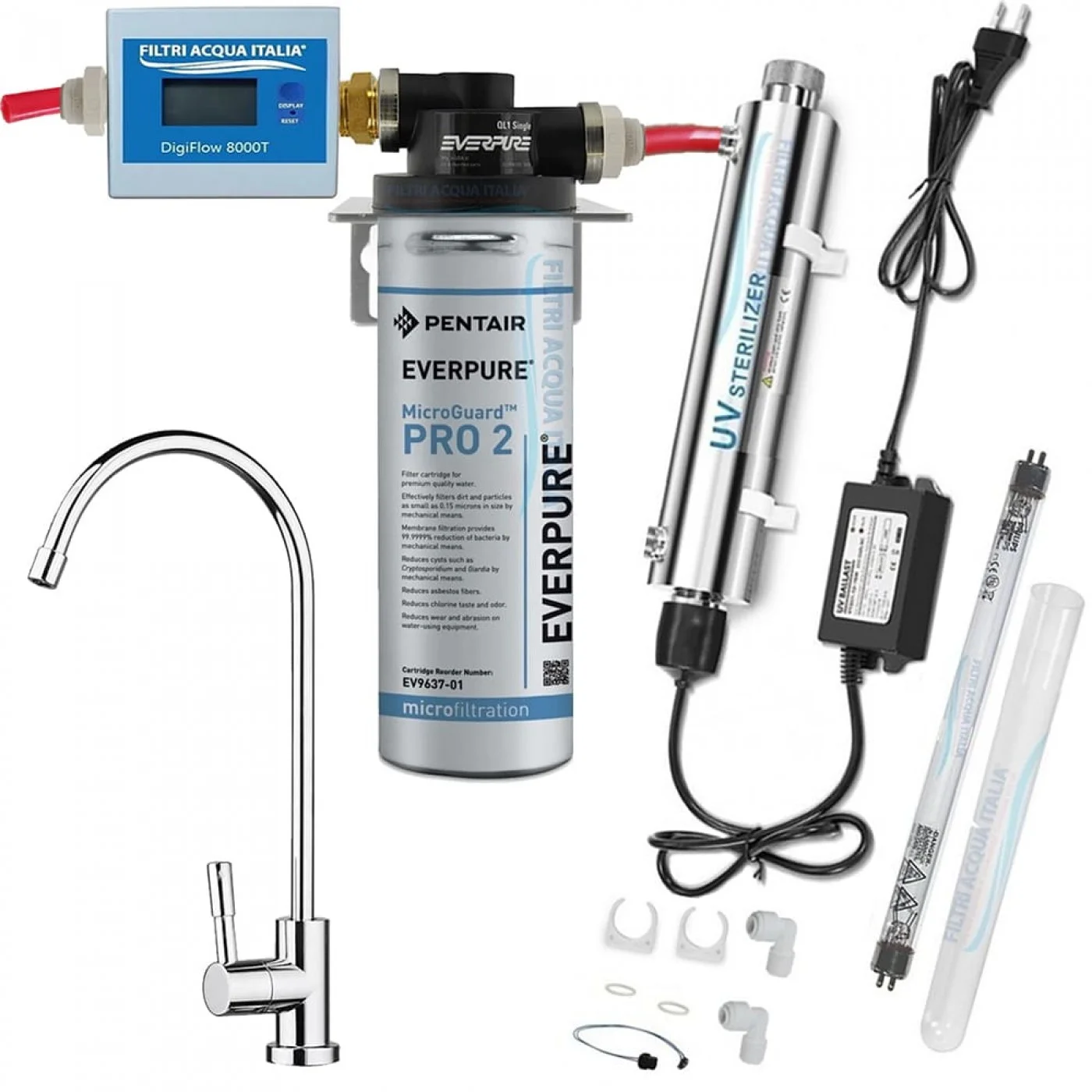EVERPURE KIT PRO2 CON STERILIZZATORE UV CONTALITRI E RUBINETTO EVERPURE KIT PRO2 CON STERILIZZATORE UV CONTALITRI E RUBINETTO