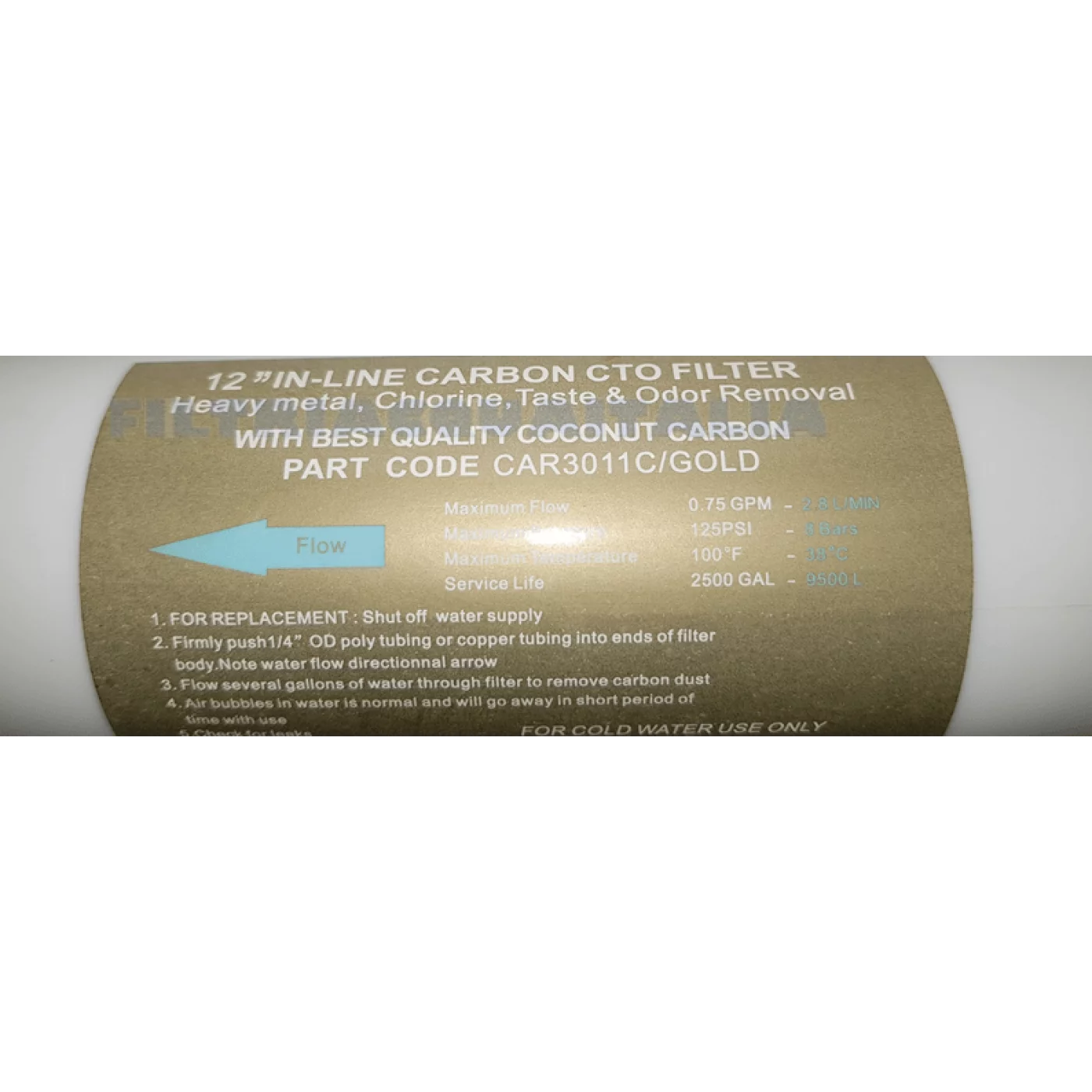 Filtro in Linea CAR 3011C Gold Carbon Block CTO 12 Pollici Filtro in Linea CAR 3011C Gold Carbon Block CTO 12 Pollici
