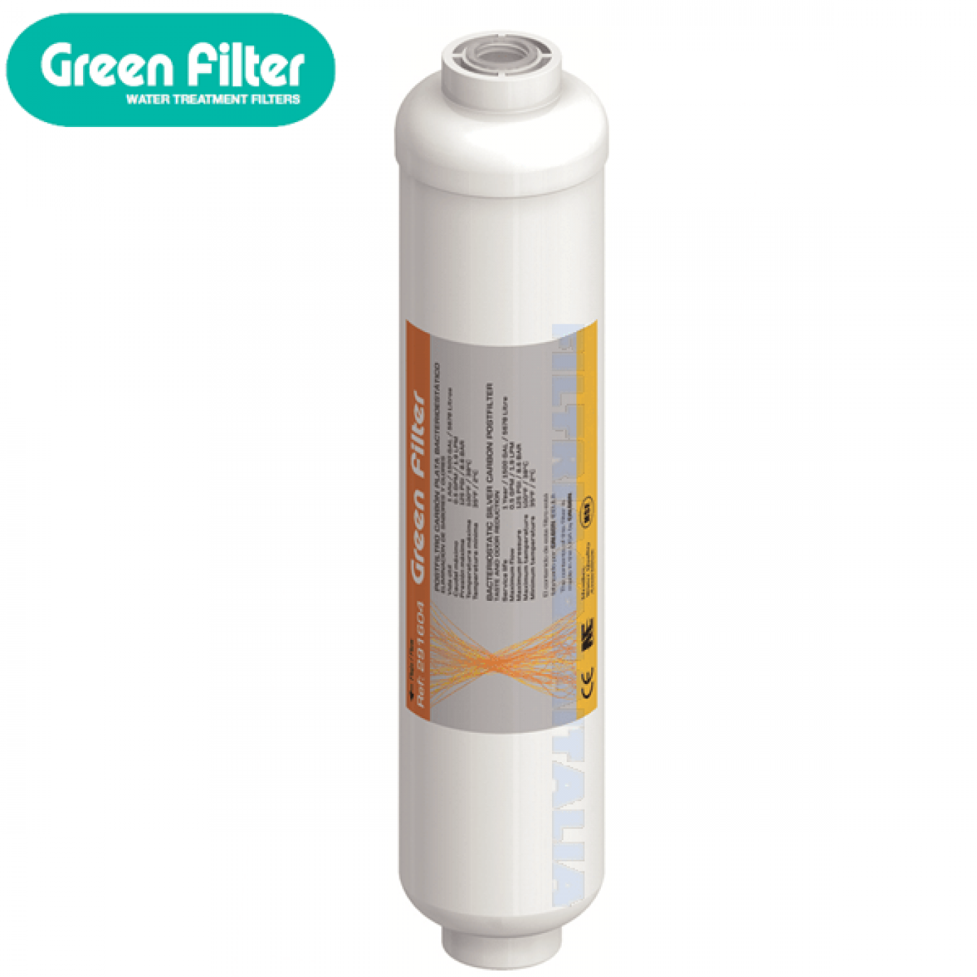 FILTRO IN LINEA CARBONE ATTIVO GREEN FILTER BATTERIOSTATICO 2 X 10" FILTRO IN LINEA CARBONE ATTIVO GREEN FILTER BATTERIOSTATICO 2 X 10"