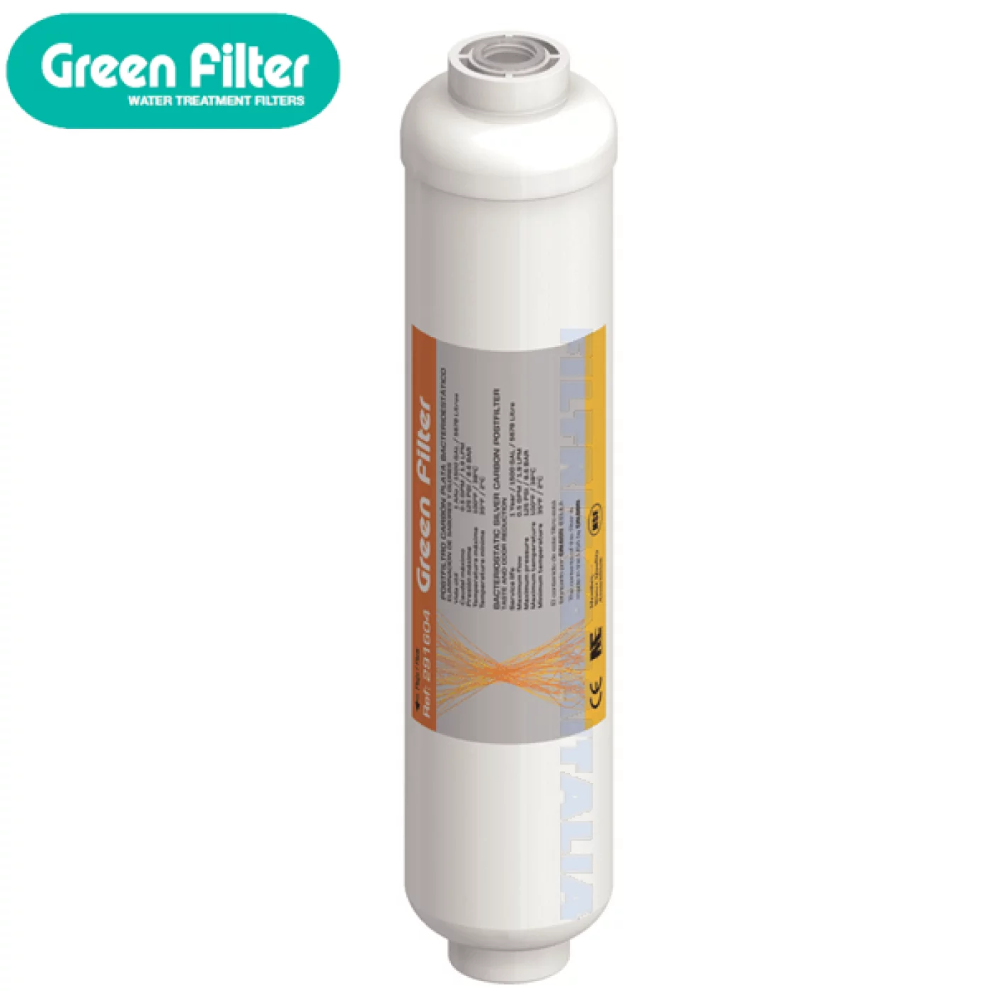 FILTRO IN LINEA CARBONE ATTIVO GREEN FILTER BATTERIOSTATICO 2 X 10" FILTRO IN LINEA CARBONE ATTIVO GREEN FILTER BATTERIOSTATICO 2 X 10"
