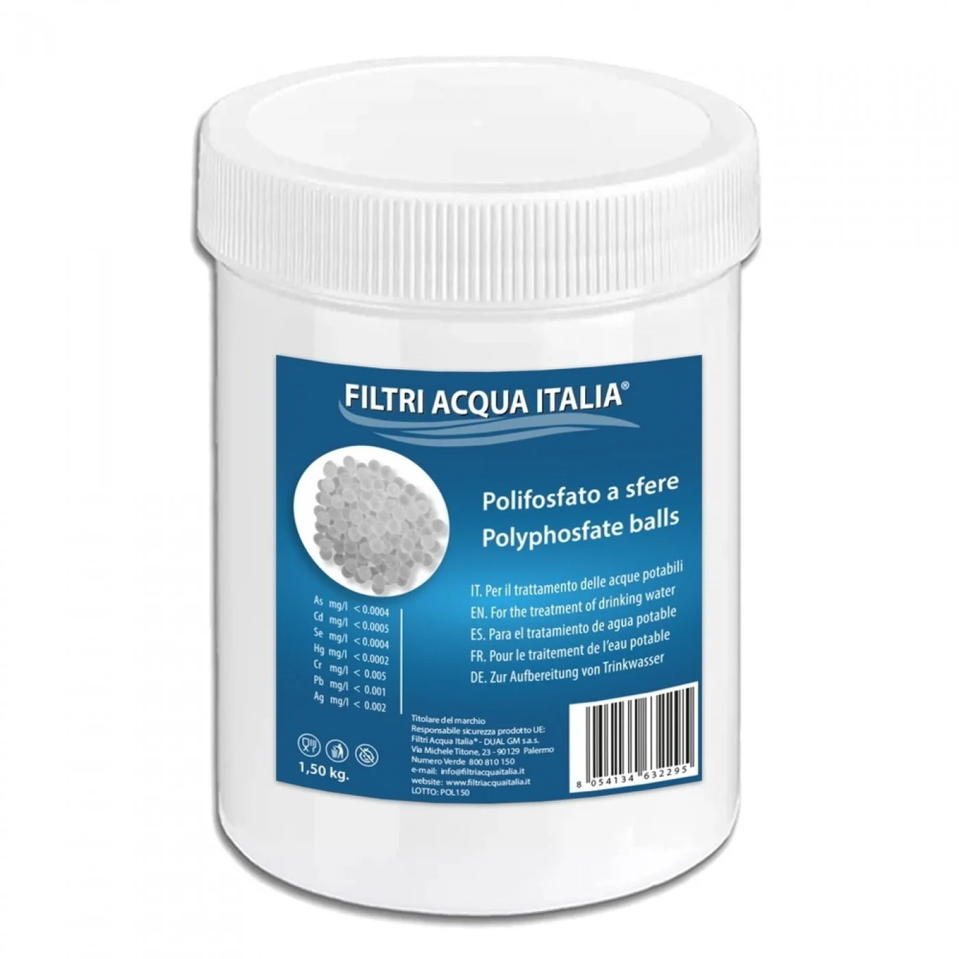 RICARICA POLIFOSFATO DA 1,5 KG. PER FILTRO ANTICALCARE PER LAVATRICE LAVOSTOVIGLIE RICARICA POLIFOSFATO DA 1,5 KG. PER FILTRO ANTICALCARE PER LAVATRICE LAVOSTOVIGLIE