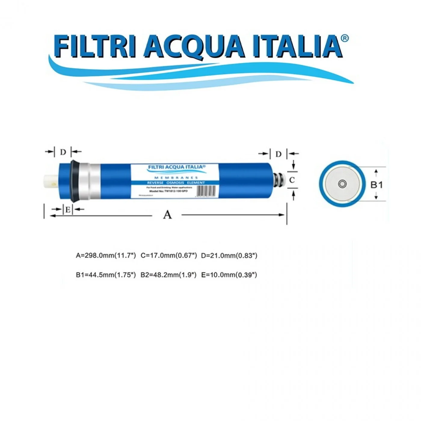 MEMBRANA OSMOSI INVERSA 75 GPD TW30-1812 SET 2 PZ. MEMBRANA OSMOSI INVERSA 75 GPD TW30-1812 SET 2 PZ.